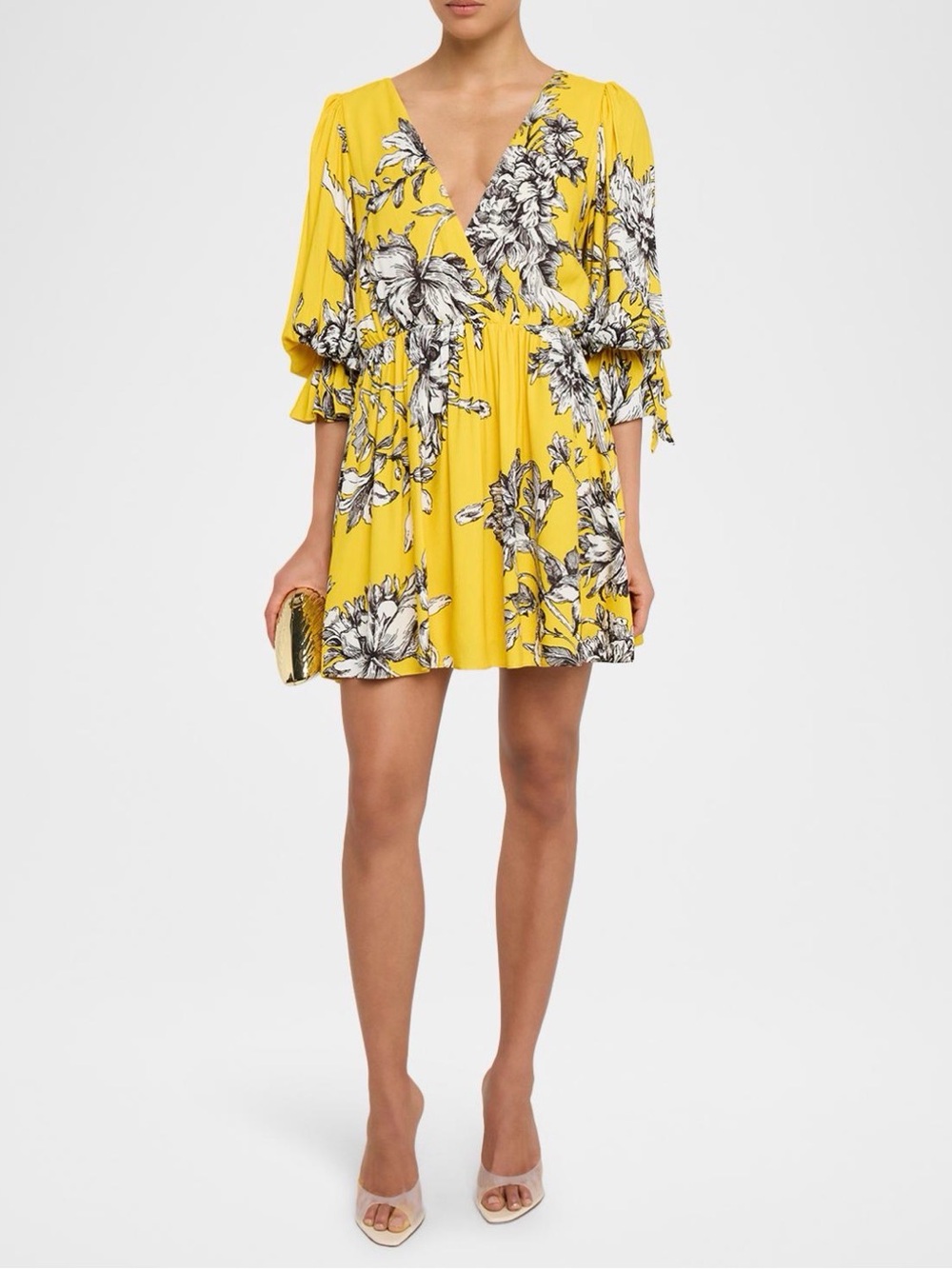 Alice + Olivia Clarissa Blooming Wild Golden Hour Mini Dress Size 10 NWT